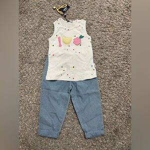 Carter’s girls NWT pants with New white tank top size 18 months